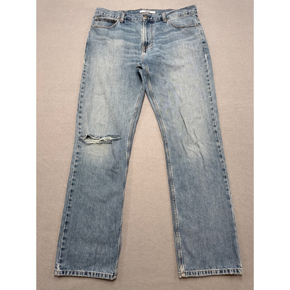 Y2K Tommy Hilfiger Denim Jeans Mens 36x34 Blue Light Wash Classic Fit Distressed
